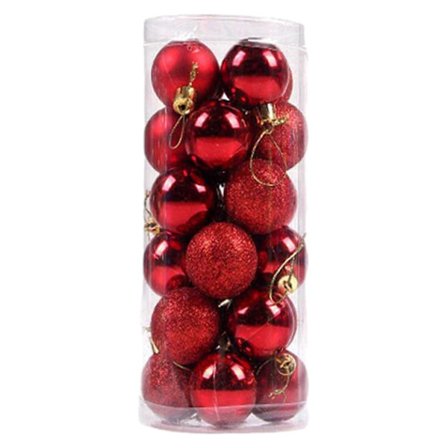 24 stk. Julekugler Iøjnefaldende Juledekoration Skab Festlig Stemning Smukke Julekugler Rød