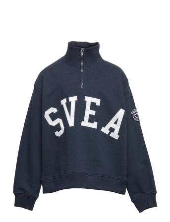 K. Half Zip Logo Sweat Sweatshirt Trøje Blå Svea