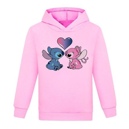 Lilo og Stitch Hættetrøjer Toppe Børn Drenge Piger Langærmet Casual Pullover Jumper Hættetrøje Julegaver Rosa Pink V .
