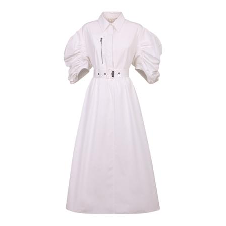Alexander McQueen, Puff sleeve beldet shirt dress Biały, Kobieta, Rozmiar: S