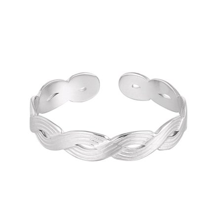 Ring i Rostfritt Stål med Flätad Design - Silver - Justerbar