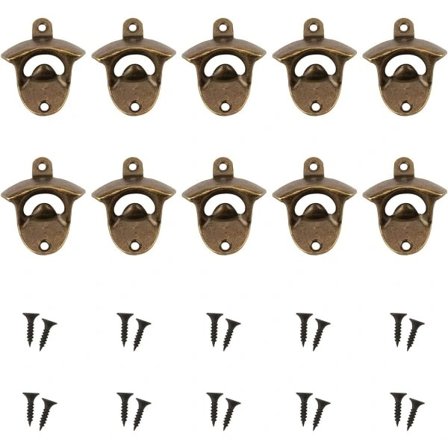 10 stk Flaskeåpner Veggmontert Øl Soda Vinåpner for Kafé Barer Restaurant Kjøkken Bartender (Bronse)