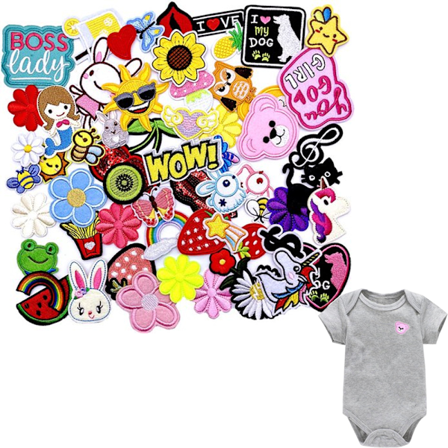 (60 stk.) Strygemærker, Broderede strygemærker, Tilfældigt Assorterede Stilarter, Dekoration Fo