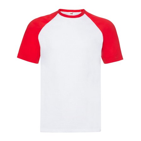 Fruit Of The Loom Valueweight Baseball T-shirt för män L Vit/Röd