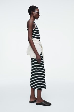 COS Women's Abito A Tubino A Coste in Blu