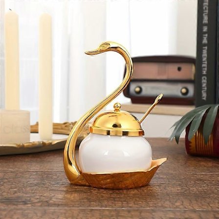 Krydderkrukke, kjøkkenkrydderglass, krydderbeholdere, søt svane krydderkrukke, salt- og pepperkrukke, pepperbeholdere, krydderoppbevaring med lokk, F