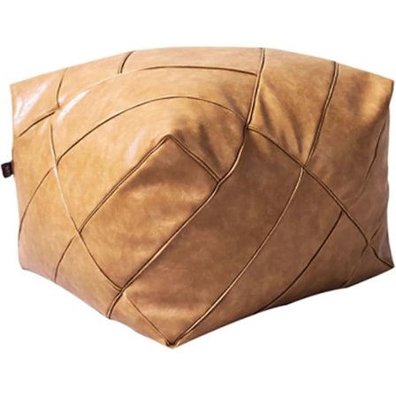 Premium Läderpuff Ostopad Marockansk Sittpuff, Fyrkantig Ottoman Fotpall, Förvaringslösning, 48x48x38cm (19x19x15 tum), Khaki