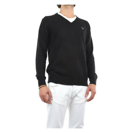 Gant, V-neck Zwart, Heren, Maat:M,stof