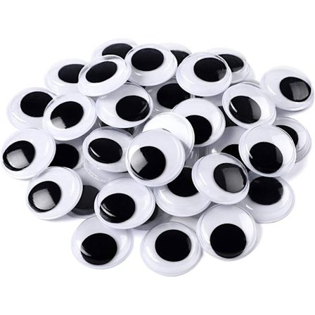 200 stk. (20 mm) Wiggle Eyes Selvhæftende Sort Hvid Googly E