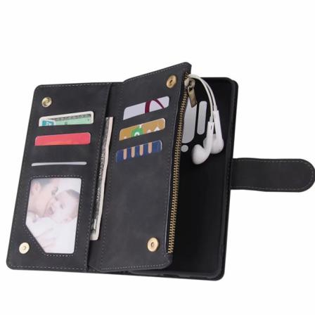 OnePlus 8 Pro Multifunktionellt Plånboksfodral Zipper 8-Fack Svart