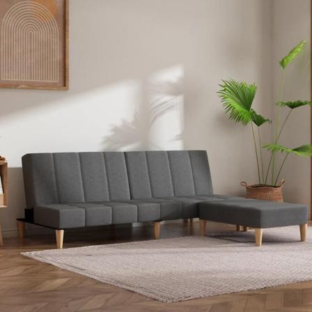 Vidaxl Bäddsoffa 2-sits Med Pall Ljusgrå Tyg Grå