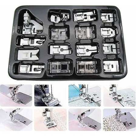 Sæt med 16 Trykfødder - Singer, Brother, Janome, Elna, Kenmore Symaskine Tilbehør