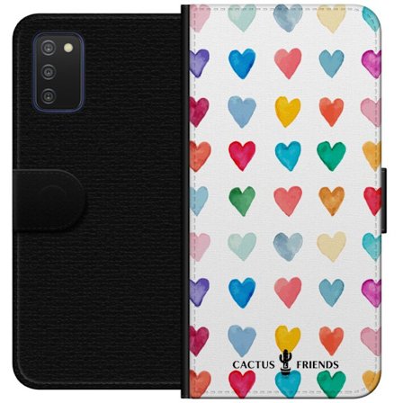 Kompatibelt Lommeboketui til Samsung Samsung Galaxy A03s Cactus and Friends - Watercolor Love Grid