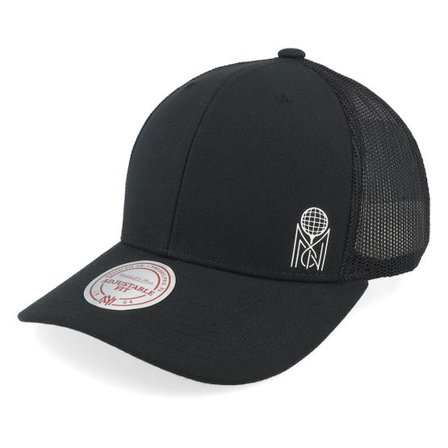 Mitchell & Ness - Svart trucker Keps - Low Interlock Branded Black Trucker @ Hatstore