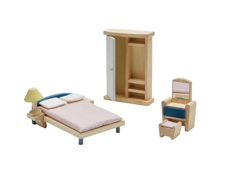Dockhusmöbler sovrum - Lyreco - Skola och förskola - Lekmaterial - Dockhus, bondgård och lekhus