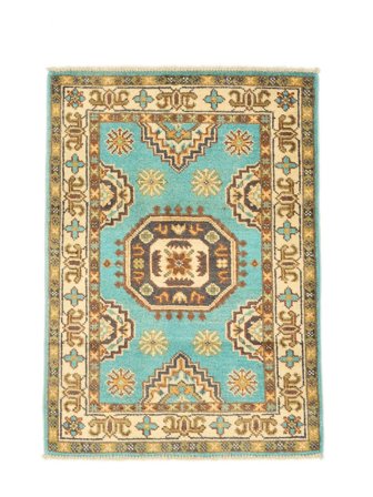 Kazak Fine Teppe 61X84 Grønn/Oransje Ull, Afghanistan