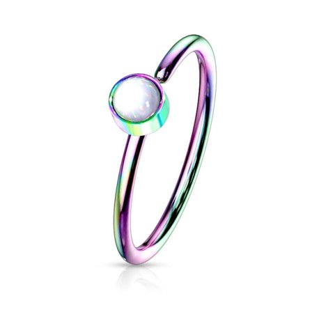 1Näspiercing ring i 316 stål med "Glow in the dark" Vit sten