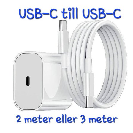 SnabbLaddare till iPhone 16 pro Adapter USB-C till USB-C Vit
