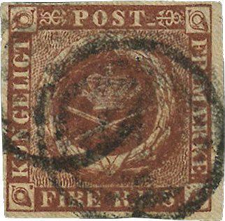 Danmark 1851 - AFA 1 - Chokoladebrun - Stemplet