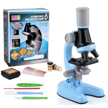Børnemikroskop Skole Science Experiment Kit BLÅ Blue