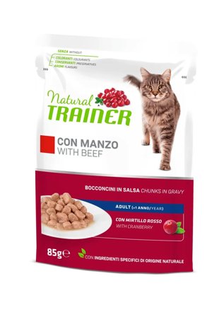 Natural Trainer Gatto Hairball Adult con Manzo Bocconcini in