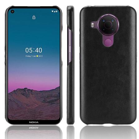 Nokia 5.4 - Läderbelagt Litchi Skal - Svart Black Svart