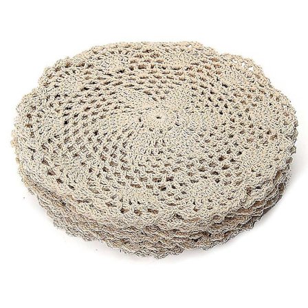 12 stk Vintage Bomuldsrunde Håndhæklede Blonder Servietter Blomst Underlag Lot Husholdning Bord Deko