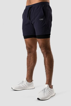 ICANIWILL - Workout 2-in-1 Shorts Men Navy - Shortsit - Miehet - Treenivaatteet ICIW:ltä