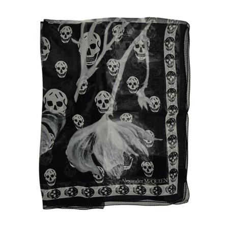 Alexander McQueen, Skulls Scraf Zwart, Dames, Maat:ONE Size
