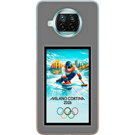 Yhteensopiva Puhelinkuori Xiaomi Mi 10T Lite 5G Jääkiekkoilukuva, jossa pelaajat liikkuvat jäällä, Milano Cortina 2026, Milanin maamerkit ja olympiala