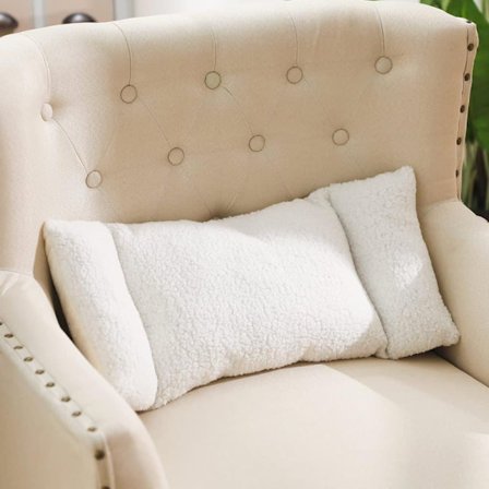 Ryggpute / Korsryggstøtte – Fleece Ryggpute med 3-seksjonsdesign for kontorstol, bil og sofa_OF