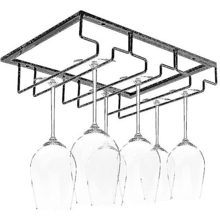 Hengende glassholder - Vinglassholder med 3 skinner for 6-9 glass