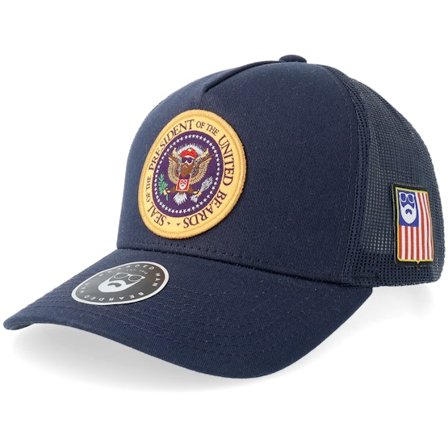 Bearded Man - Bleu trucker Casquette - Seal Of President Otub Canvas Navy/Black A-frame Trucker @ Hatstore