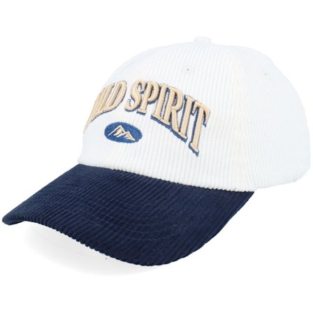 Wild Spirit - Weiss unconstructed Cap - 3d Script Mountain Corduroy Off White/Navy @ Hatstore