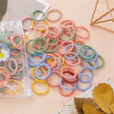 Pienet hiuslenkit, pehmeät ja mukavat kuminauhat, 100 kpl hiuslenkkejä, moniväriset