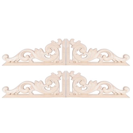 4 stk. Europeisk Vintage Treskjæring Hjørne Applikasjon Møbeldekorasjon 13x7cm