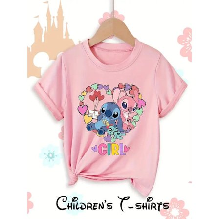 2025 Sød Stitch Tegnefilm Bomulds T-shirt Sommer Hverdagsbrug til Drenge og Piger Komfortable Afslappede Børne Mode Toppe