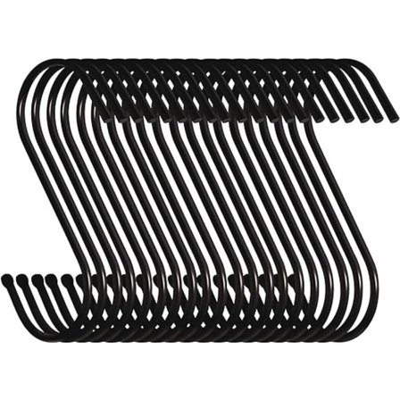 (Svart) 20-pack kraftiga S-formade krokar 8,5 cm S-formade krokar L