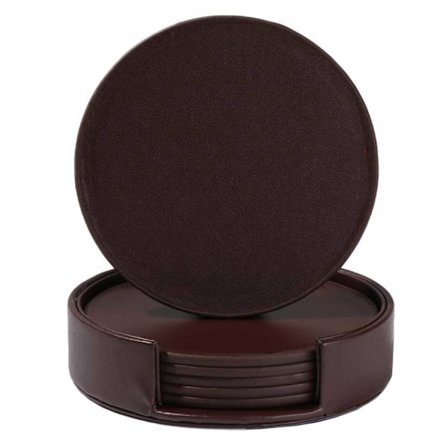 Brun glas baserer PU-læder 6-pack med holder
