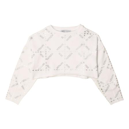 Patrizia Pepe ALL Over Art. Fe192230 Logo Sweatshirt Hvid, Dame Sweatshirts