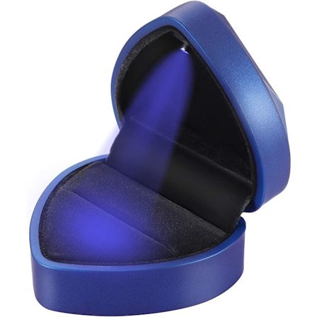 Hjerteformet fløyels smykkeskrin med LED-lys