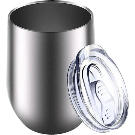Genanvendelig kaffekop, isoleret rejsekrus, rustfrit stål, spildsikkert låg, 340 ml
