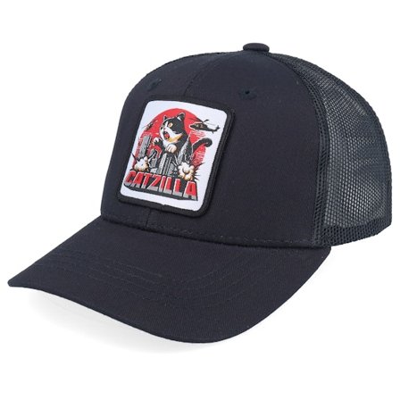 Kiddo Cap - Svart trucker Caps - Kids Catzilla Patch Black Trucker @ Hatstore