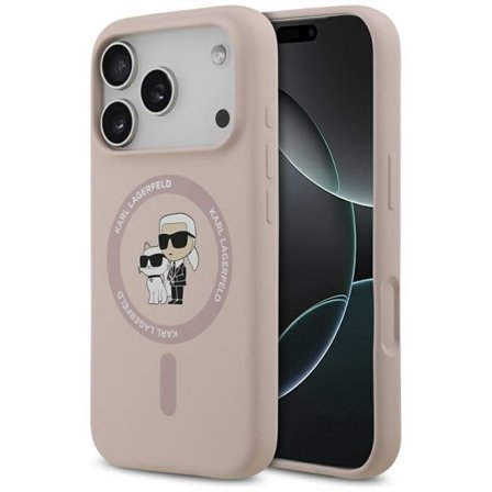Karl Lagerfeld Silikon Karl&Choupette Ring MagSafe-etui i silikon for iPhone 17 Pro - Rosa
