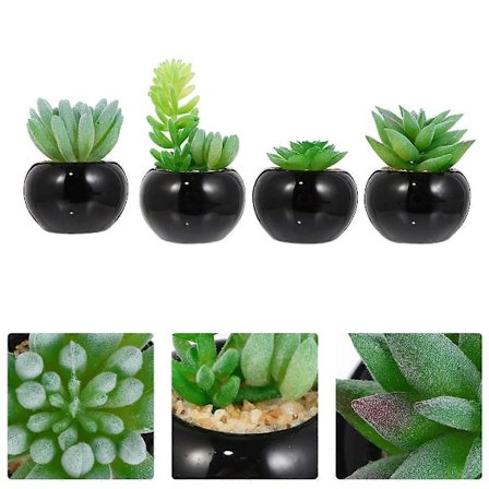 Simulerings Mini Sukkulent Livagtige Sukkulenter Kontor Dekorationer Planter 4 stk. Til Familie Venner Kolleger