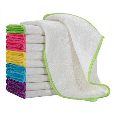 10 stk. bambus viskestykker, køkkenklude til rengøring, vaskeklude, vaskbare, absorberende, maskinvaskbare, tilfældige farver