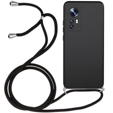 Halsbandsbandfodral för Xiaomi 12-Xiaomi 12X Svart Mjukt skydd Silikon Anti-Scratch (ej för Redmi 12) Svart