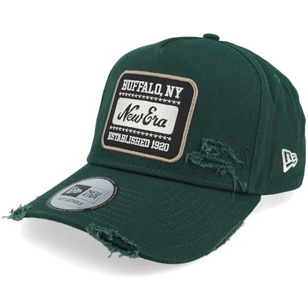 New Era - Patch Wash Dark Green A-Frame Adjustable Adjustable Green Cap - @ Hatstore