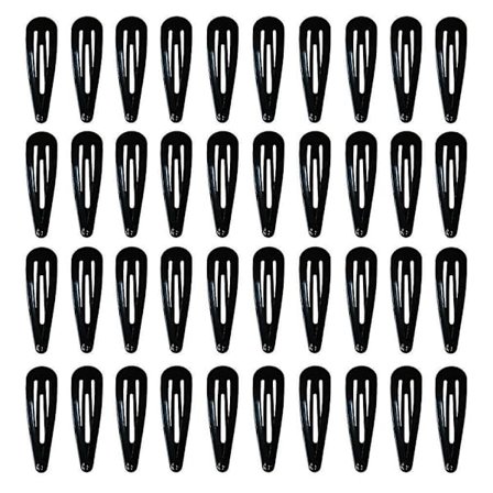 40-pack svart 2 tums hårspänne för kvinnor Metall Snap Hårklämmor Tillbehör