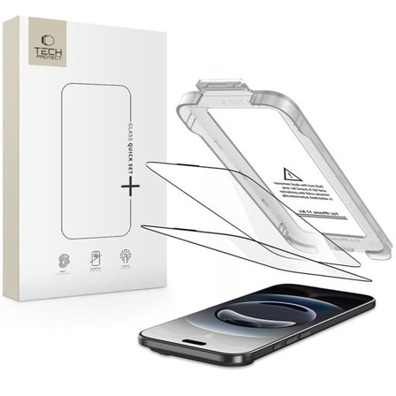 Tech-Protect Quick Set+ 2-pak hærdet glas til iPhone 17 Air - sort